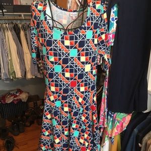 XL crepe Lularoe Nicole Dress Primary Neon Colors